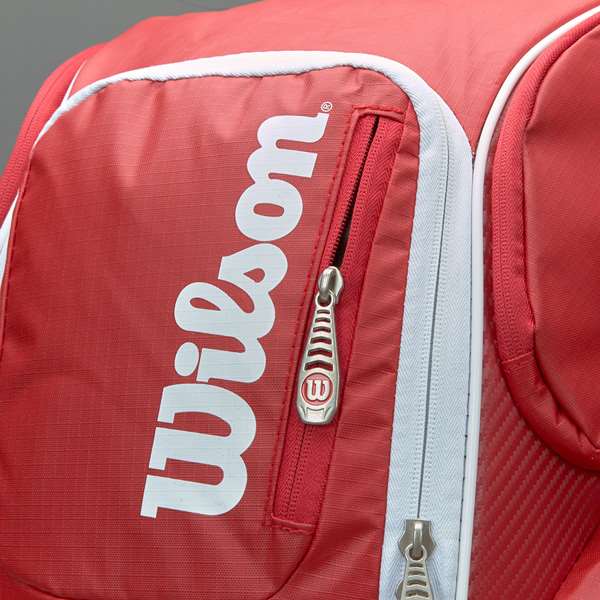 Wilson ProGear Tennis Backpack – Laptop Sleeve + Space for 2 Rackets – Red/Green Wilson ProGear Tennis Backpack – Laptop Sleeve + Space for 2 Rackets – Red/Green
