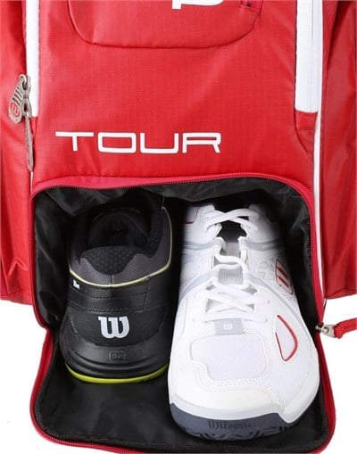 Wilson ProGear Tennis Backpack – Laptop Sleeve + Space for 2 Rackets – Red/Green Wilson ProGear Tennis Backpack – Laptop Sleeve + Space for 2 Rackets – Red/Green