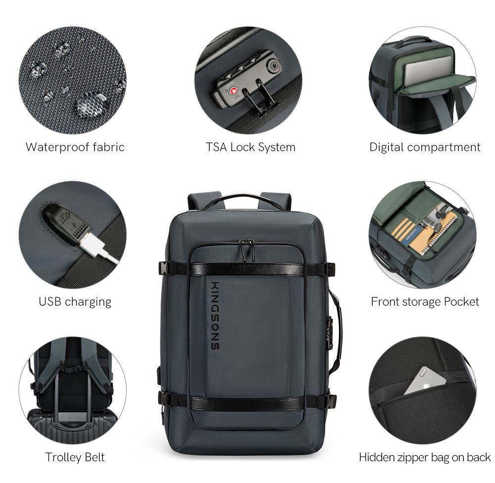 Kingsons Large Capacity Anti-Theft Waterproof Travel Backpack Kingsons Large Capacity Anti-Theft Waterproof Travel Backpack