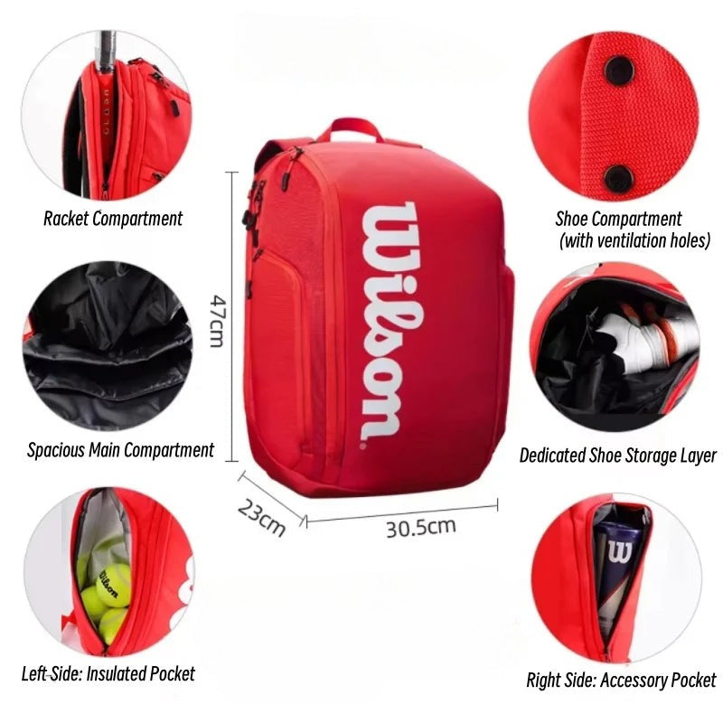 Wilson Tennis Backpack for 2 Rackets – Red Edition Wilson Tennis Backpack for 2 Rackets – Red Edition