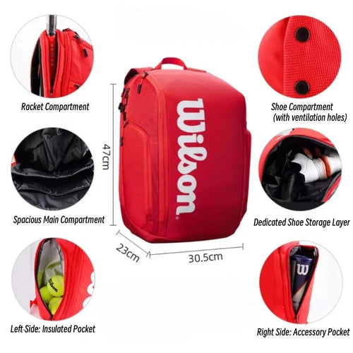 Wilson Tennis Backpack for 2 Rackets – Red Edition