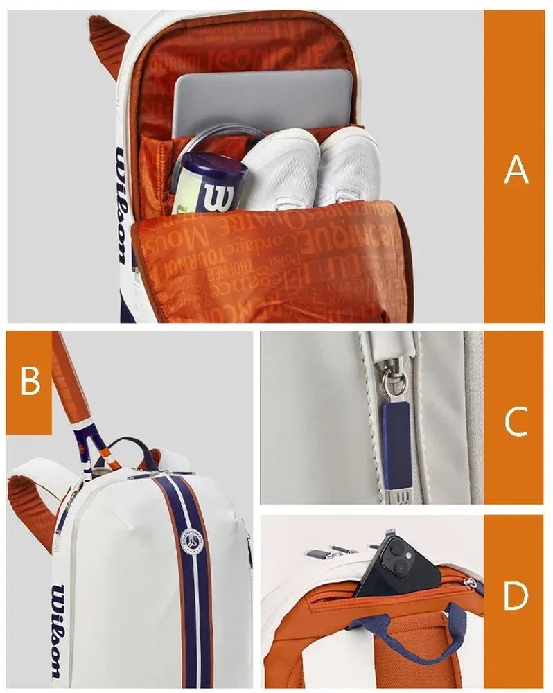 Wilson Super Tour Roland Garros Tennis Backpack – Fits 2 Rackets, Premium Design and Ergonomic Comfort Wilson Super Tour Roland Garros Tennis Backpack – Fits 2 Rackets, Premium Design and Ergonomic Comfort