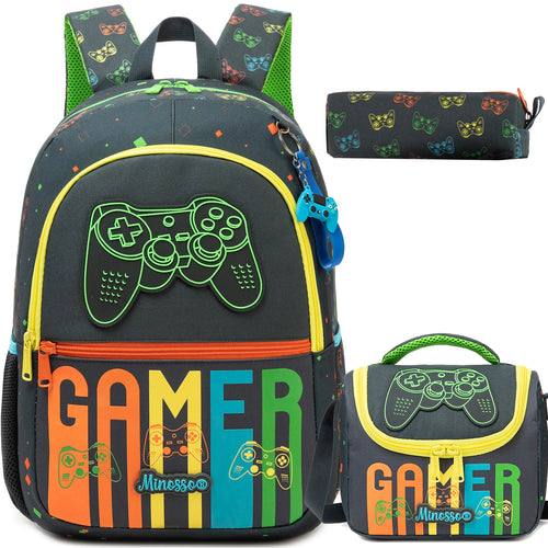 Gamer School Bag Set with Lunch Bag & Pencil Case