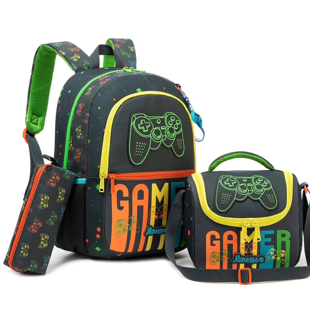 Gamer School Bag Set with Lunch Bag & Pencil Case Gamer School Bag Set with Lunch Bag & Pencil Case