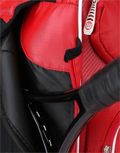 Wilson ProGear Tennis Backpack – Laptop Sleeve + Space for 2 Rackets – Red/Green Wilson ProGear Tennis Backpack – Laptop Sleeve + Space for 2 Rackets – Red/Green