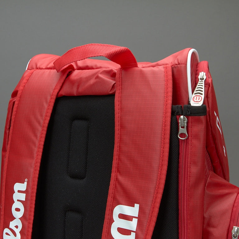 Wilson ProGear Tennis Backpack – Laptop Sleeve + Space for 2 Rackets – Red/Green