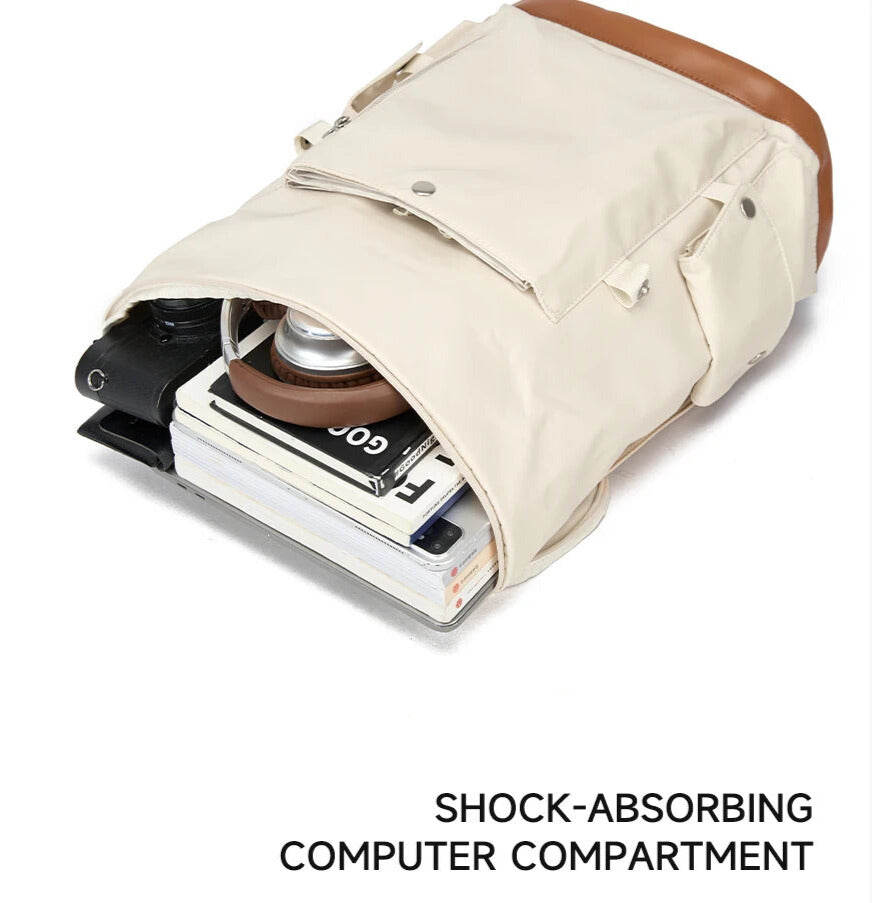 LEE Ultra-Capacity Waterproof Leather Laptop Backpack