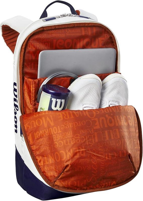 Wilson Super Tour Roland Garros Tennis Backpack – Fits 2 Rackets, Premium Design and Ergonomic Comfort
