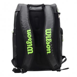 Wilson ProGear Tennis Backpack – Laptop Sleeve + Space for 2 Rackets – Red/Green
