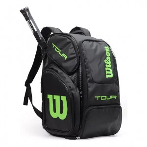 Wilson ProGear Tennis Backpack – Laptop Sleeve + Space for 2 Rackets – Red/Green
