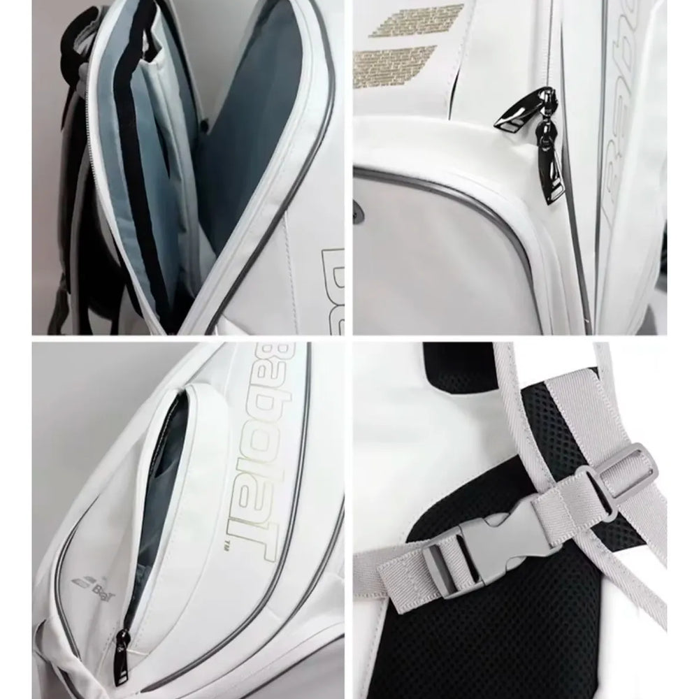 White Tennis Backpack for 2 Rackets – Premium Water-Resistant Bag with Ergonomic Straps
