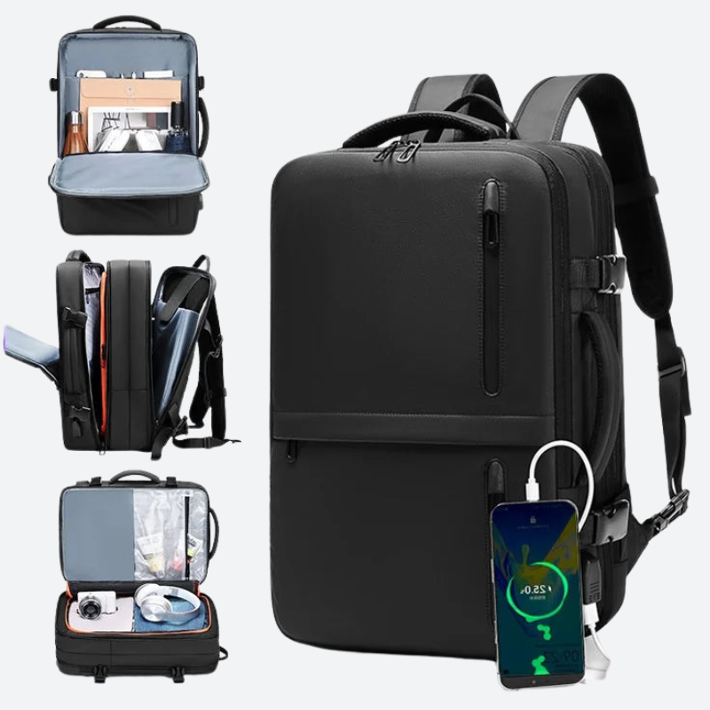 TravelCharge – Travel Backpack with USB Charger - Black