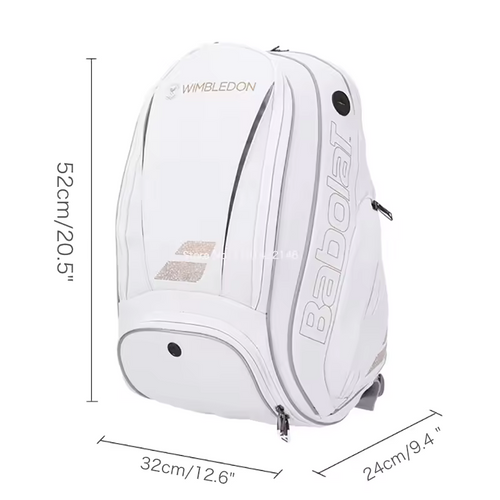 White Tennis Backpack for 2 Rackets – Premium Water-Resistant Bag with Ergonomic Straps