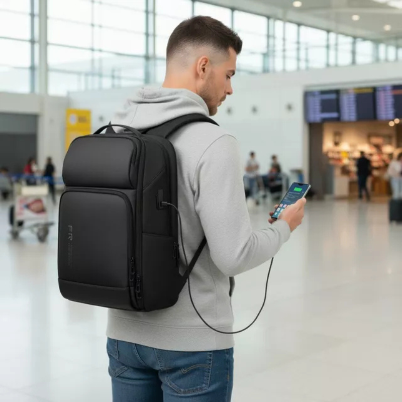 Fenruien 35L Waterproof Travel Backpack with USB Charging