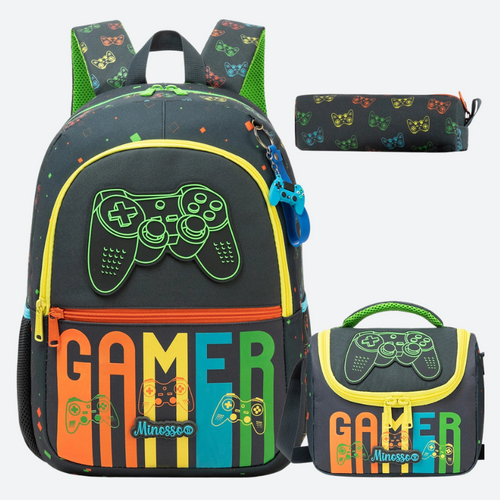 Gamer School Bag Set with Lunch Bag & Pencil Case
