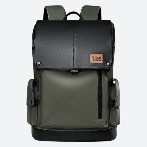 LEE Ultra-Capacity Waterproof Leather Laptop Backpack