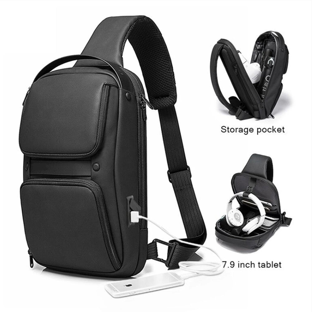 BANGE Multifunctional Waterproof Crossbody Bag with USB