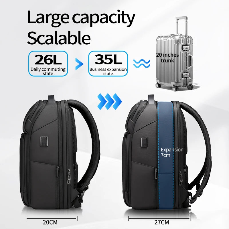 Fenruien 35L Waterproof Travel Backpack with USB Charging