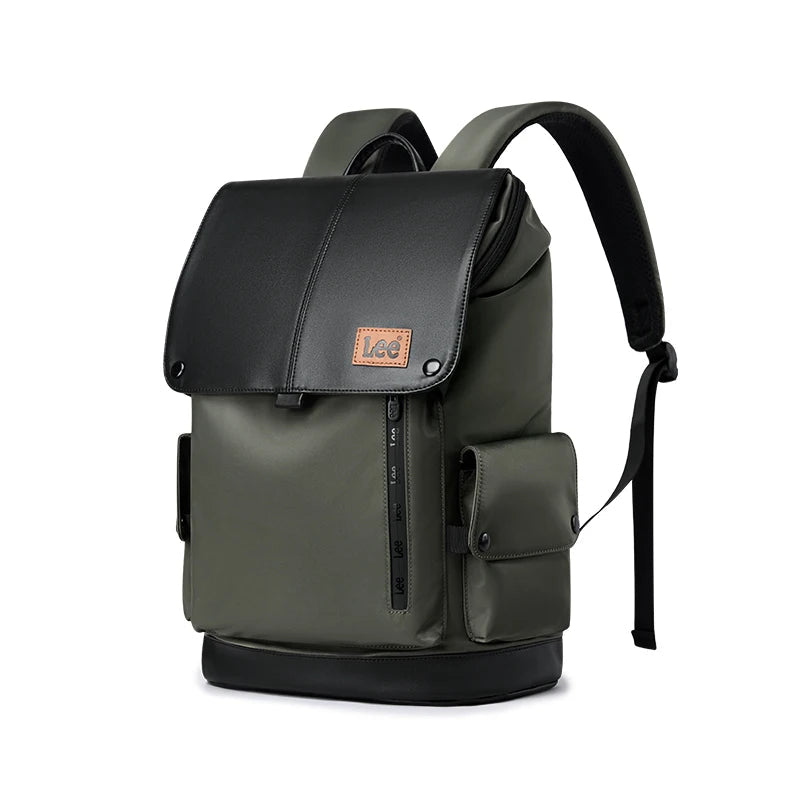 LEE Ultra-Capacity Waterproof Leather Laptop Backpack
