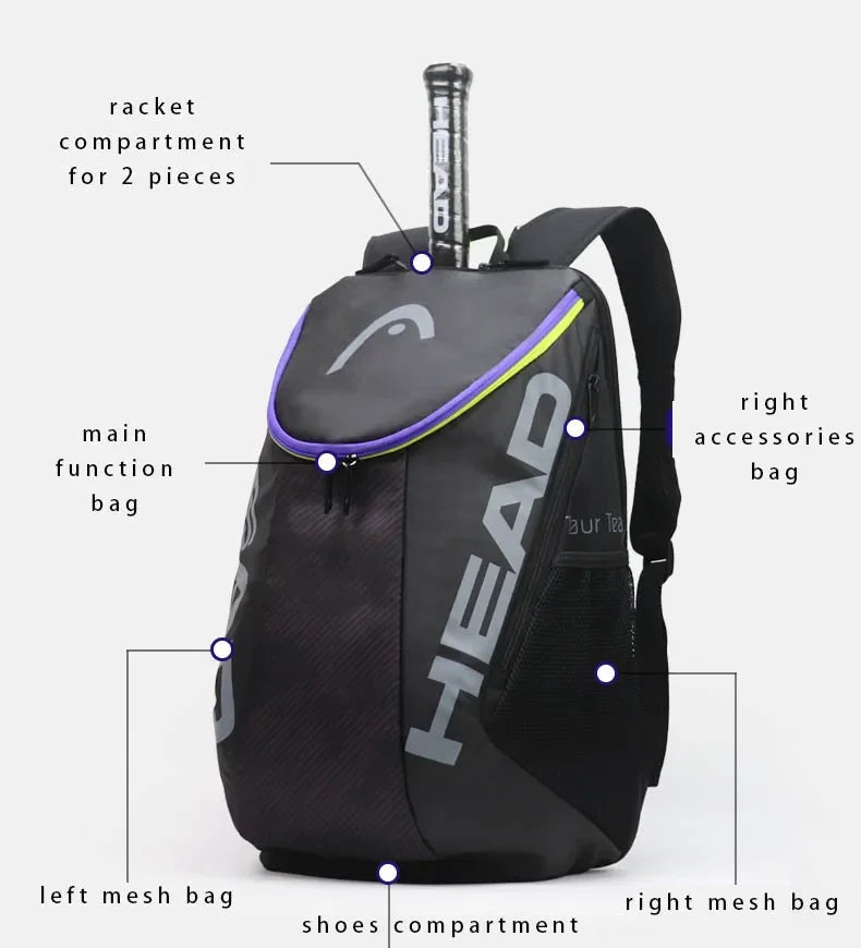 Head Tour Team Tennis Backpack – Large Capacity Racket Bag with Shoe Compartment
