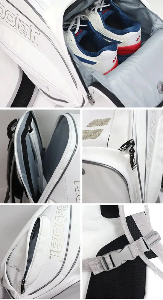 White Tennis Backpack for 2 Rackets – Premium Water-Resistant Bag with Ergonomic Straps