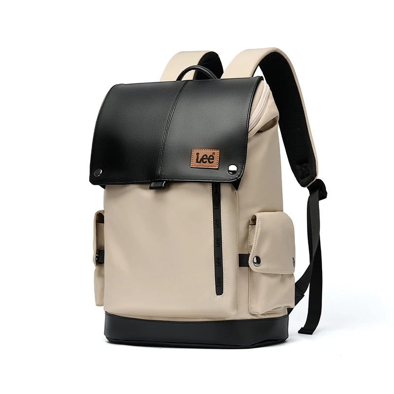 LEE Ultra-Capacity Waterproof Leather Laptop Backpack