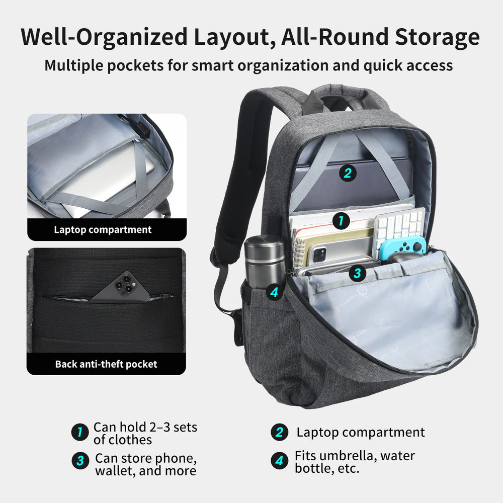 Tigernu USB Charging Travel Backpack - Waterproof & Anti-Theft