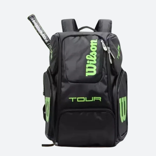 Wilson ProGear Tennis Backpack – Laptop Sleeve + Space for 2 Rackets – Red/Green