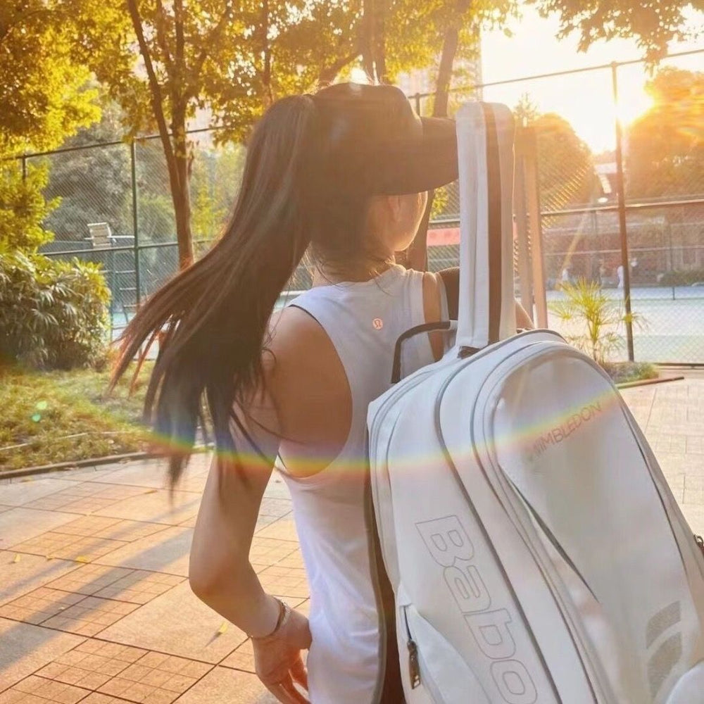 White Tennis Backpack for 2 Rackets – Premium Water-Resistant Bag with Ergonomic Straps